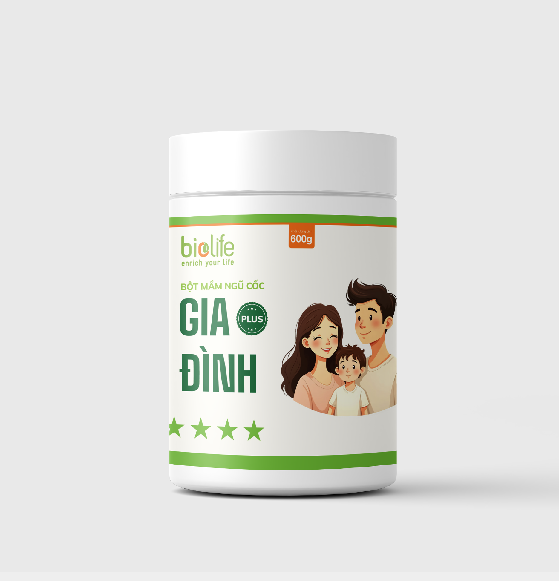 BỘT MẦM NGŨ CỐC GIA ĐÌNH PLUS- Hộp 450 Gam