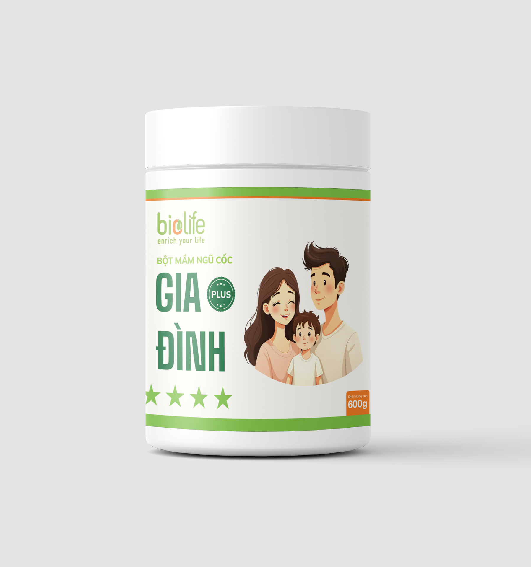 BỘT MẦM NGŨ CỐC GIA ĐÌNH PLUS- Hộp 600 Gam