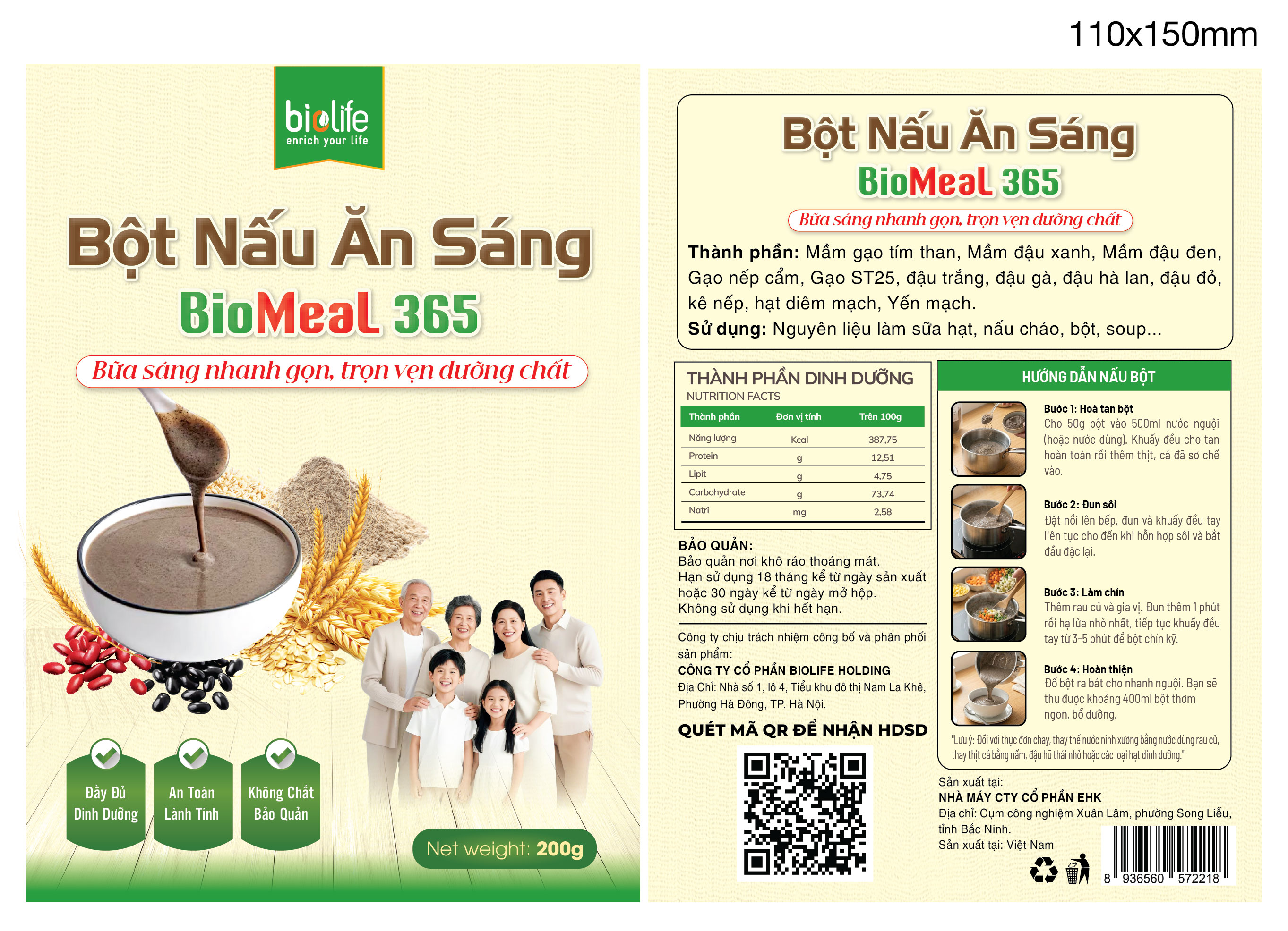 BỘT NẤU ĂN SÁNG BIOMEAL 365- 200 GAM